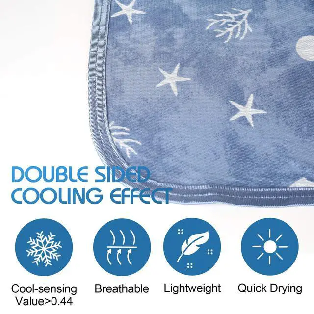 Alt view image 3 of 7 - Cooling Throw Blanket with Double Sided Cold Effect, Lightweight Breathable Summer Coastal Theme Bed Blanket, Transfer Heat to Keep Body Cool for Hot Sleepers Night Sweats,50"x70"