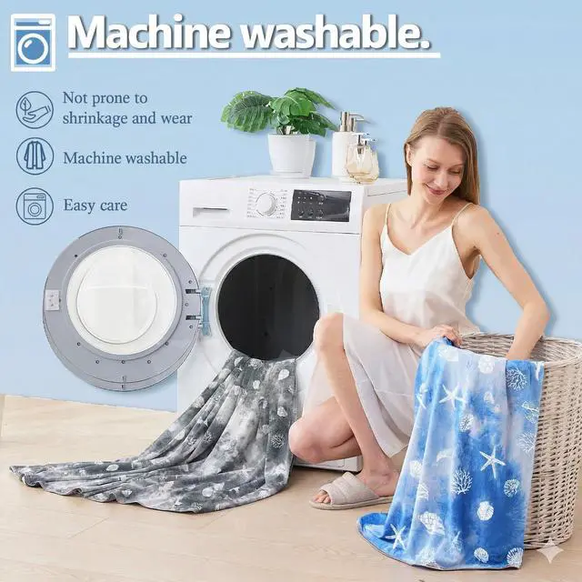 Alt view image 4 of 7 - Cooling Blanket Throw Size (50"x70"), Double Sided Ice Cold Blanket for Hot Sleepers, Transfer Heat to Keep Cool, Soft Lightweight for Night Sweats, Bed & Couch, Ocean Design