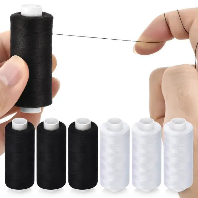 Alt view image 4 of 7 - 6 Pcs Sewing Thread Kit, 400 Yards Each Spool 402 Polyester Thread with Sewing Needle & Threader, Sewing Threads for Sewing Machine, Hand Stitching, Embroidery