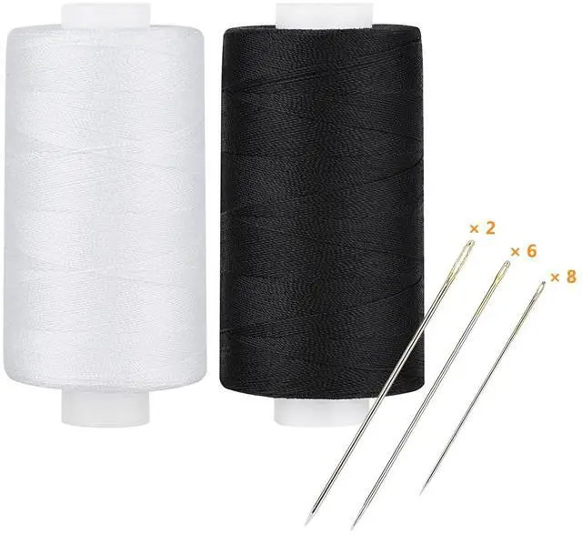 Main image of All Purpose Thread Polyester 400 Yards Each (1 White 1 Black)