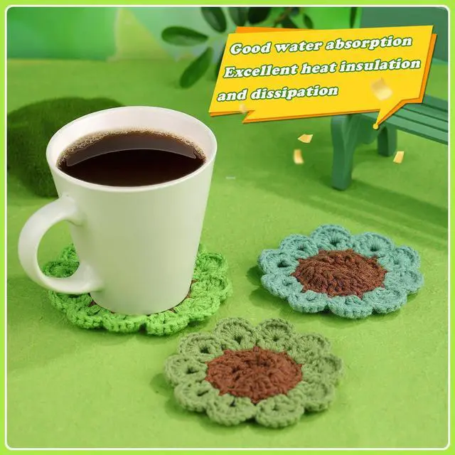 Alt view image 5 of 7 - Crochet Kit for Beginners, 3PCS Coasters Potted Plants Crochet Starter Kit for Beginners Adults, Knitting Kit with Step-by-Step Video Tutorials and Crochet Yarns for DIY Christmas Decoration