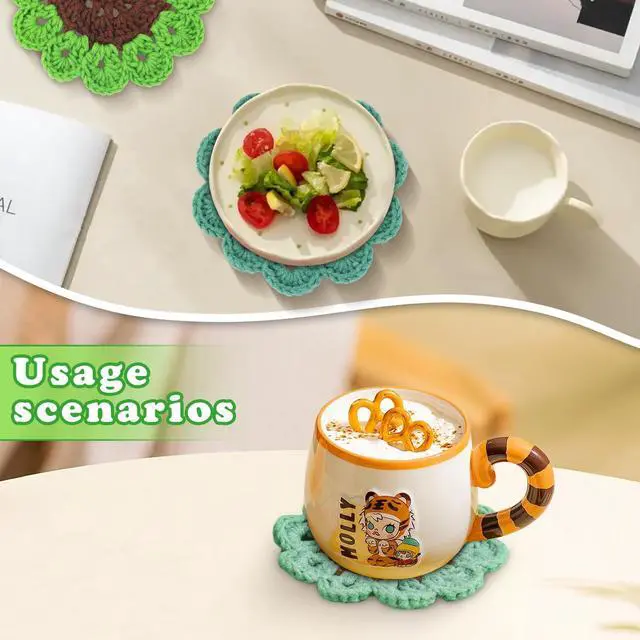 Alt view image 7 of 7 - Crochet Kit for Beginners, 3PCS Coasters Potted Plants Crochet Starter Kit for Beginners Adults, Knitting Kit with Step-by-Step Video Tutorials and Crochet Yarns for DIY Christmas Decoration