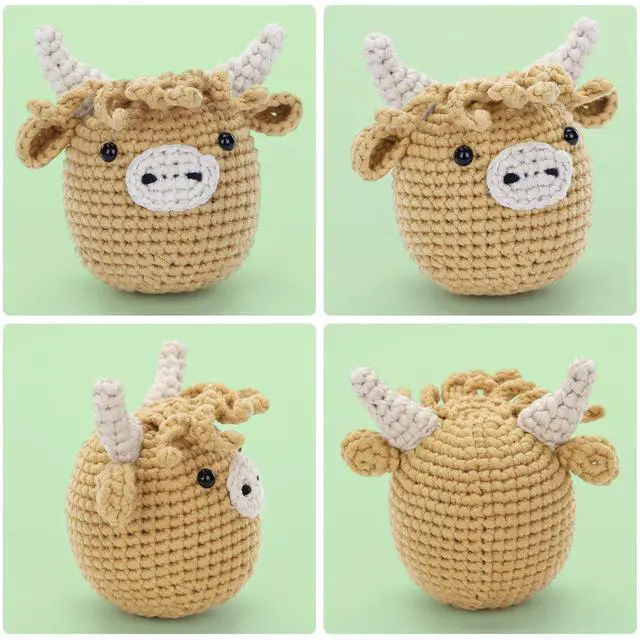 Alt view image 2 of 7 - Kit for Beginners: Highland Cow Crochet Kit, Learn to Crochet, Include Easy Knitting Soft Yarn, Step-by-Step Video Tutorial, Hook, Holiday Birthday Gift for Adults and Teen(30%+ Yarn)