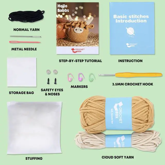 Alt view image 3 of 7 - Kit for Beginners: Highland Cow Crochet Kit, Learn to Crochet, Include Easy Knitting Soft Yarn, Step-by-Step Video Tutorial, Hook, Holiday Birthday Gift for Adults and Teen(30%+ Yarn)