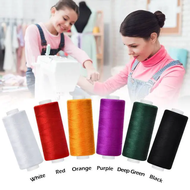 Alt view image 3 of 7 - 6 Pcs Sewing Thread Kit, 400 Yards Each Spool 402 Polyester Thread with Sewing Needle & Threader, Sewing Threads for Sewing Machine, Hand Stitching, Embroidery