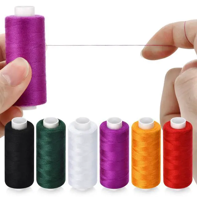 Alt view image 4 of 7 - 6 Pcs Sewing Thread Kit, 400 Yards Each Spool 402 Polyester Thread with Sewing Needle & Threader, Sewing Threads for Sewing Machine, Hand Stitching, Embroidery