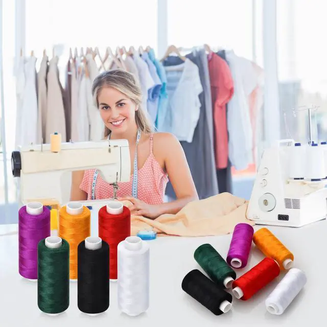 Alt view image 5 of 7 - 6 Pcs Sewing Thread Kit, 400 Yards Each Spool 402 Polyester Thread with Sewing Needle & Threader, Sewing Threads for Sewing Machine, Hand Stitching, Embroidery