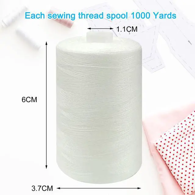 Alt view image 2 of 6 - Sewing Thread-4 Spools of Polyester Thread for Sewing Machine for Beginners, Hand Stitching & Quilting-White (White, 1000yards)