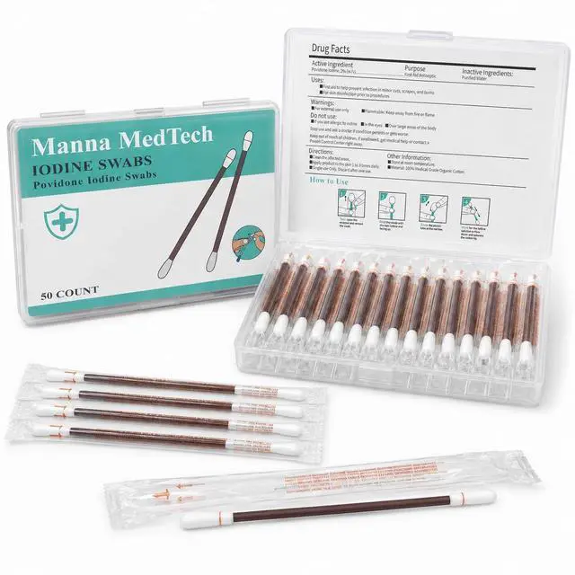 Main image of Organic Cotton Iodine Swabsticks, 50 Count