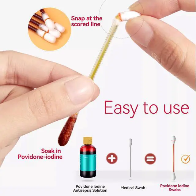 Alt view image 2 of 5 - FSA | HSA Eligible 125-Count Povidone Iodine Swabs, Iodine Swabsticks, Iodine Cotton swabs, Wound Care, First Aid Kits, Nasal & Ear Gentle Care and Emergency Care for The Whole Family.
