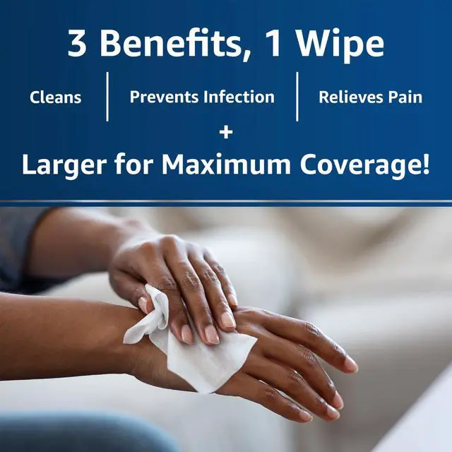 Alt view image 3 of 7 - Wound Wipes, Medicated Antiseptic Wipes, First Aid Cloths, Analgesic for Minor Cuts, Scrapes and Burns on The Go, Sting Free Formula, 10 Individual Cloths (Packaging May Vary)