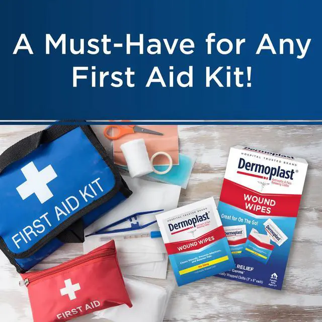 Alt view image 6 of 7 - Wound Wipes, Medicated Antiseptic Wipes, First Aid Cloths, Analgesic for Minor Cuts, Scrapes and Burns on The Go, Sting Free Formula, 10 Individual Cloths (Packaging May Vary)