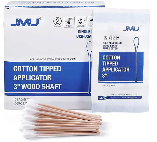 Main image of Medical Cotton Swabs, Cotton Swabs with Wooden Sticks, 1000 Count
