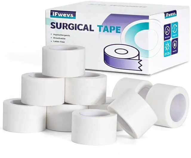 Main image of Paper Medical Tape 10 Rolls - 1" x 10 Yards Latex-Free & Hypoallergenic Soft Paper Surgical Tape, Applicable to Surgical Tape for Skin, Dressings, Wound First Aid Tape