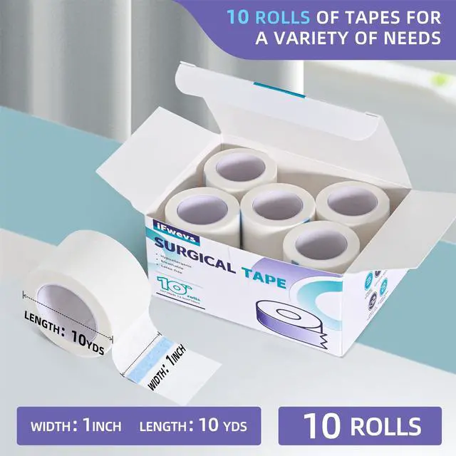 Alt view image 3 of 7 - Paper Medical Tape 10 Rolls - 1" x 10 Yards Latex-Free & Hypoallergenic Soft Paper Surgical Tape, Applicable to Surgical Tape for Skin, Dressings, Wound First Aid Tape