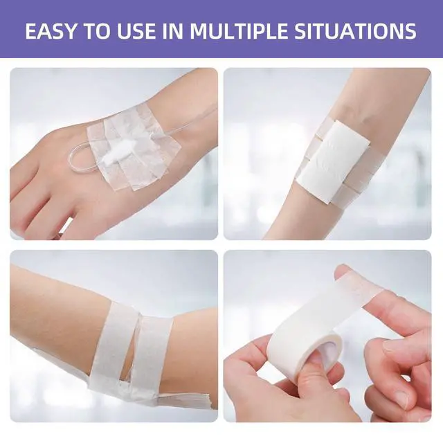 Alt view image 6 of 7 - Paper Medical Tape 10 Rolls - 1" x 10 Yards Latex-Free & Hypoallergenic Soft Paper Surgical Tape, Applicable to Surgical Tape for Skin, Dressings, Wound First Aid Tape