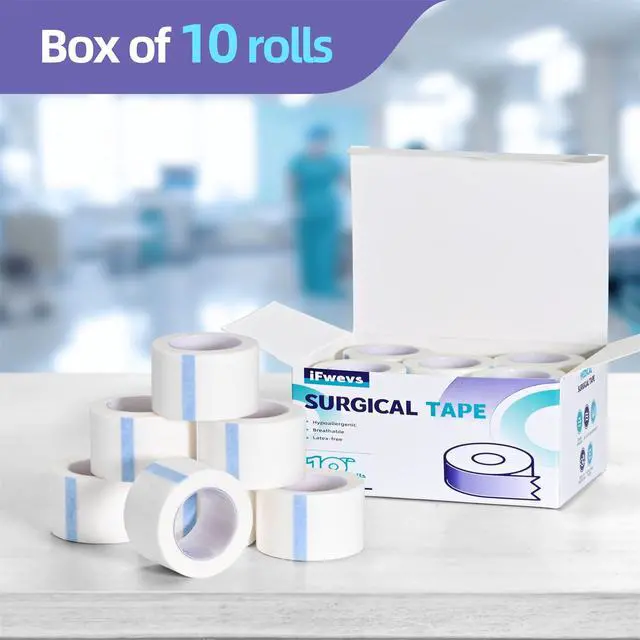 Alt view image 7 of 7 - Paper Medical Tape 10 Rolls - 1" x 10 Yards Latex-Free & Hypoallergenic Soft Paper Surgical Tape, Applicable to Surgical Tape for Skin, Dressings, Wound First Aid Tape