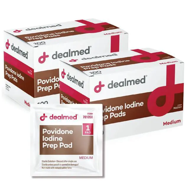 Alt view image 3 of 7 - Povidone Iodine Prep Pad 10% - Individually Sealed Packets Perfect for Wound Care and Portable First Aid Kits, 100/Box (Pack of 1)