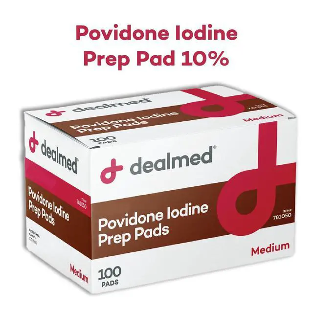 Alt view image 4 of 7 - Povidone Iodine Prep Pad 10% - Individually Sealed Packets Perfect for Wound Care and Portable First Aid Kits, 100/Box (Pack of 1)