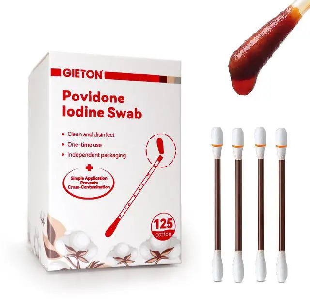 Main image of FSA | HSA Eligible 125-Count Povidone Iodine Swabs, Iodine Swabsticks, Iodine Cotton swabs, Wound Care, First Aid Kits, Nasal & Ear Gentle Care and Emergency Care for The Whole Family.