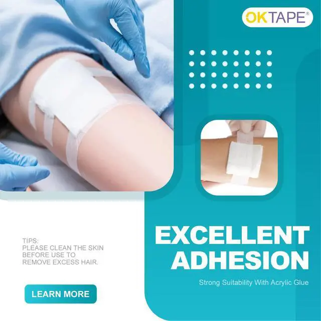Alt view image 4 of 7 - OKPore Medical Surgical Tape Nonwoven (Pack of 6) - First Aid Surgical Tape Hypoallergenic and Breathable for Wound Dressing Care - 2in x 10yds