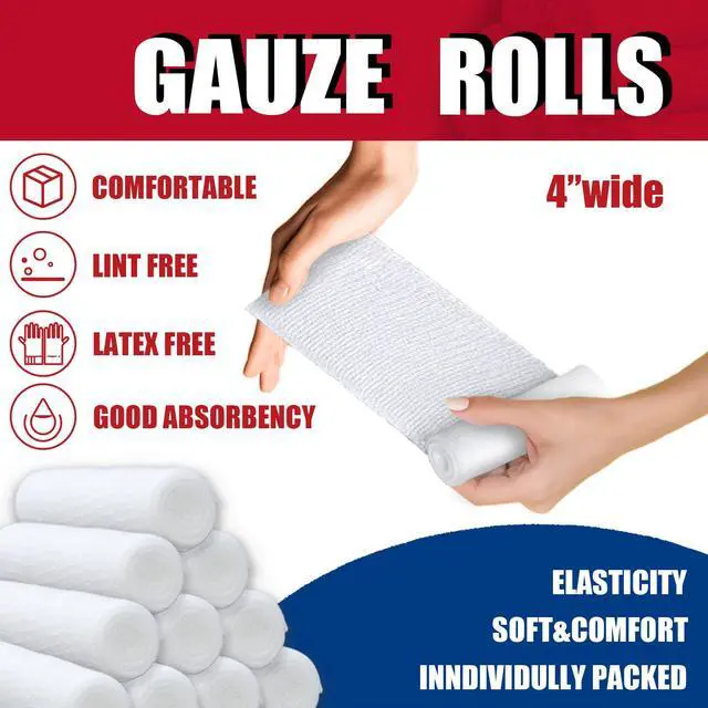 Alt view image 2 of 7 - 24 Pack Gauze Rolls Bandages 4 x 4.1 yd Premium Quality Lint and Latex-Free Conforming Stretch Designed for Wound Care for Wound Dressing Support(Ideal for Home and car First aid Kits)