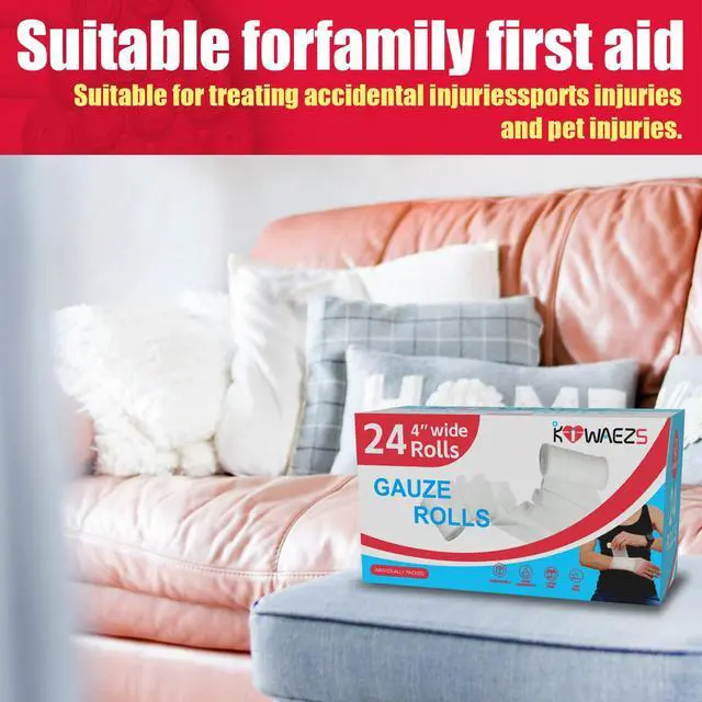 Alt view image 5 of 7 - 24 Pack Gauze Rolls Bandages 4 x 4.1 yd Premium Quality Lint and Latex-Free Conforming Stretch Designed for Wound Care for Wound Dressing Support(Ideal for Home and car First aid Kits)