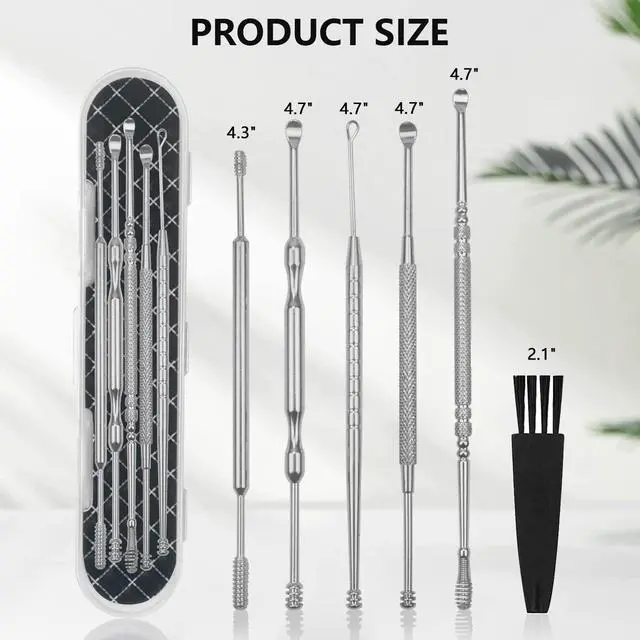Alt view image 6 of 7 - 8 Pcs Ear Wax Removal Kit,Professional Double-Headed Ear Pick Earwax Removal Tools,316L Stainless Steel Ear Cleaner Curette with Cleaning Brush and Storage Box,Suit for Kid Adult(Silver)