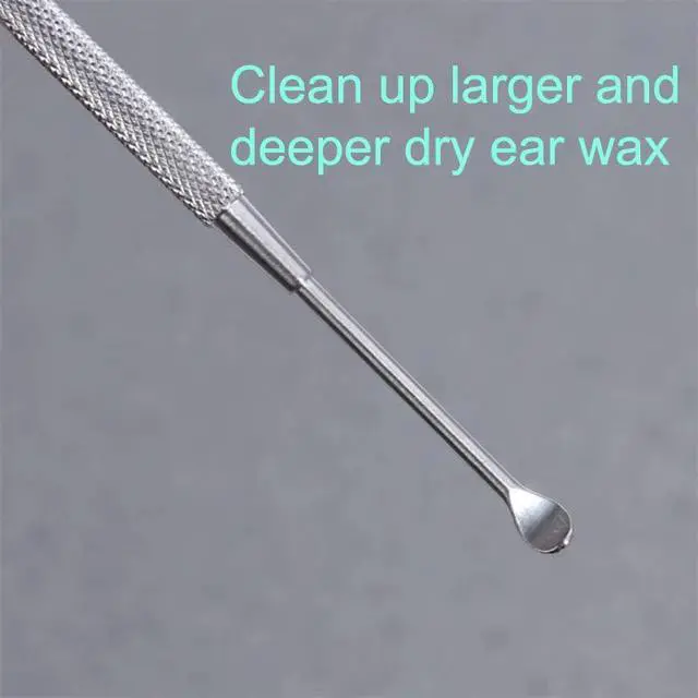 Alt view image 4 of 6 - 2 Pack - Stainless Steel Ear Spoon Portable Double-Ended Ear Pick Ear Wax Removal Tools Cleaning Ear Cleaner Spoon Spiral Ear Clean Tool