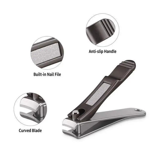 Alt view image 5 of 7 - Nail Clippers Set with Build-in Nail File, Durable Sharp Zinc Alloy Fingernail Clipper and Toenail Clipper with Tin Case, Matte Gray