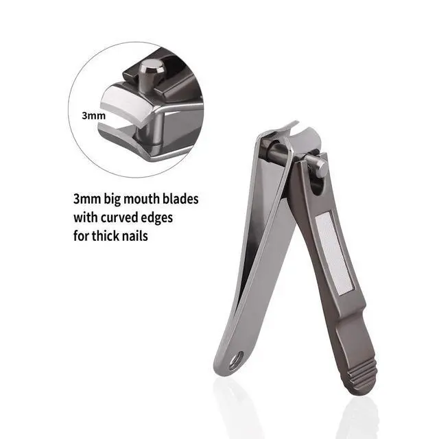 Alt view image 6 of 7 - Nail Clippers Set with Build-in Nail File, Durable Sharp Zinc Alloy Fingernail Clipper and Toenail Clipper with Tin Case, Matte Gray