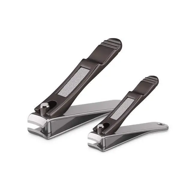 Alt view image 7 of 7 - Nail Clippers Set with Build-in Nail File, Durable Sharp Zinc Alloy Fingernail Clipper and Toenail Clipper with Tin Case, Matte Gray