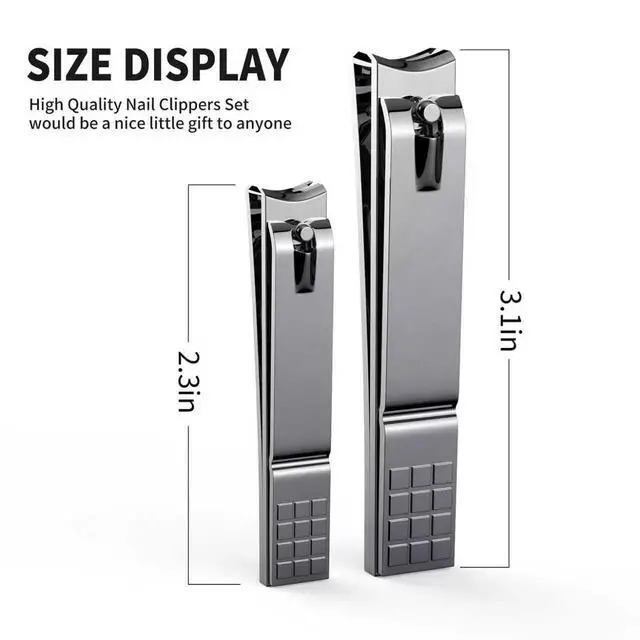 Alt view image 7 of 7 - Nail Clippers Set - Toenail Clippers & Fingernail Clipper Combo, Dual-Size Stainless Steel Nail Cutters for Home/Travel, Anti-Slip Grip, Ingrown Nail Care Tool (Silvery-Large/Small)