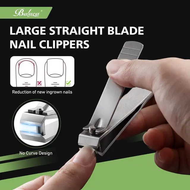 Alt view image 2 of 7 - Heavy Duty Straight Blade Nail Clippers for Thick Toenails, Professional Stainless Steel Fingernail Toenail Clippers Trimmers - Thick Wide Jaw Toe Nail Clippings for Seniors, Men & Women - Silver