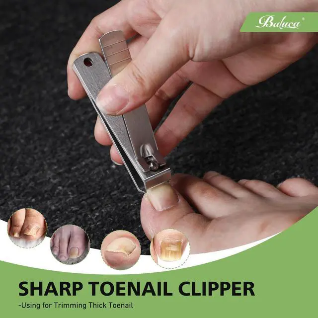 Alt view image 5 of 7 - Heavy Duty Straight Blade Nail Clippers for Thick Toenails, Professional Stainless Steel Fingernail Toenail Clippers Trimmers - Thick Wide Jaw Toe Nail Clippings for Seniors, Men & Women - Silver