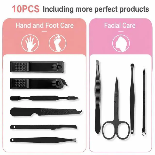 Alt view image 3 of 6 - Nail Clipper Set - Professional Manicure Set 10 PCS Stainless Steel Nail Kit with Travel Case, Nail Clippers Set Gift for Men Women