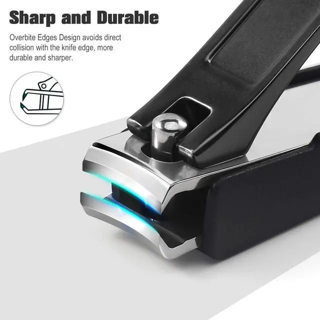 Alt view image 3 of 7 - Nail Clippers with Catcher 2 PCS Set, No Splash Fingernail Clipper and Toenail Clipper, Stainless Steel Nail Cutters - W/Black Metal Case Packing
