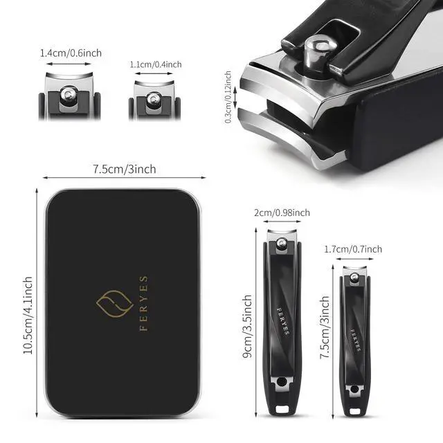 Alt view image 7 of 7 - Nail Clippers with Catcher 2 PCS Set, No Splash Fingernail Clipper and Toenail Clipper, Stainless Steel Nail Cutters - W/Black Metal Case Packing