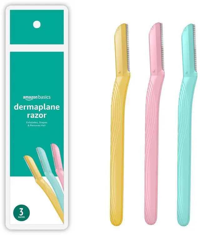 Main image of Women's Dermaplaning Tool, Peach Fuzz Remover, Facial Hair Removal, Exfoliating Face Razor with Microguard Blade for Safe Eyebrow Shaping, Includes Blade Cover, Multicolor, 3 Count