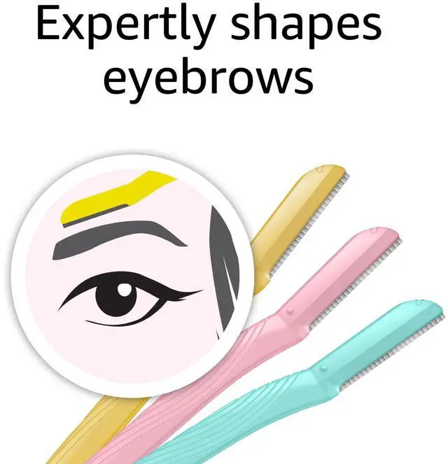 Alt view image 6 of 7 - Women's Dermaplaning Tool, Peach Fuzz Remover, Facial Hair Removal, Exfoliating Face Razor with Microguard Blade for Safe Eyebrow Shaping, Includes Blade Cover, Multicolor, 3 Count