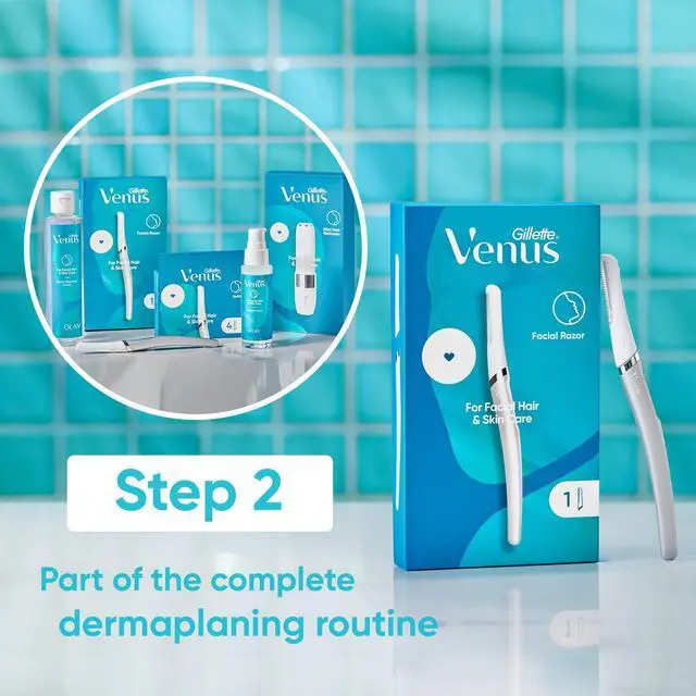 Alt view image 6 of 7 - Dermaplaning Tool, 2 Blade Refills, Exfoliating Face Razors for Women, Eyebrow and Facial Dermaplane Razor