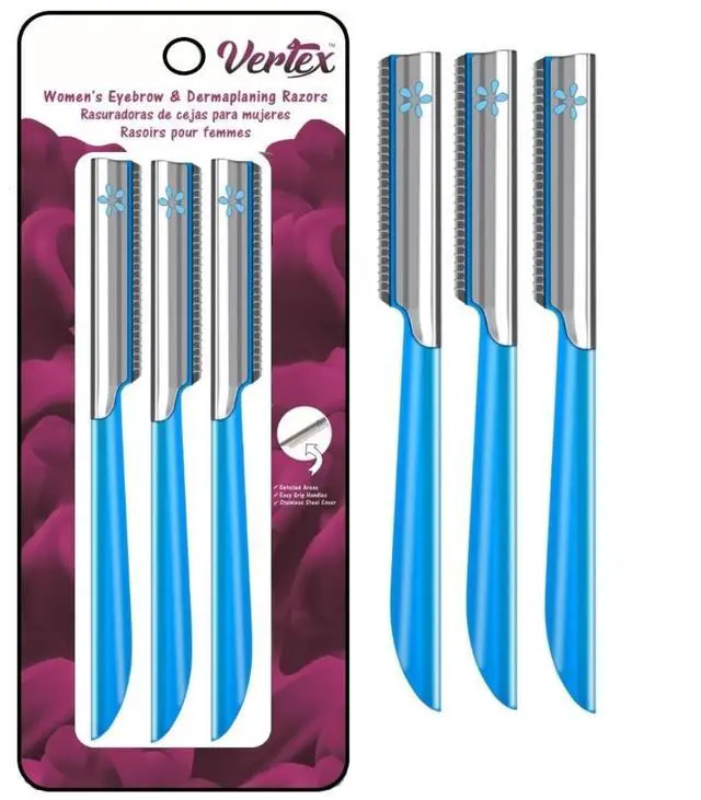 Main image of Facial Razor Hair Removal - Dermaplaning Tool Peach Fuzz Remover Trimmer Women Remove Fine Hair Blue Eyebrow Razors Dermaplane Face Shavers Exfoliating Sensitive Skin Travel Essential