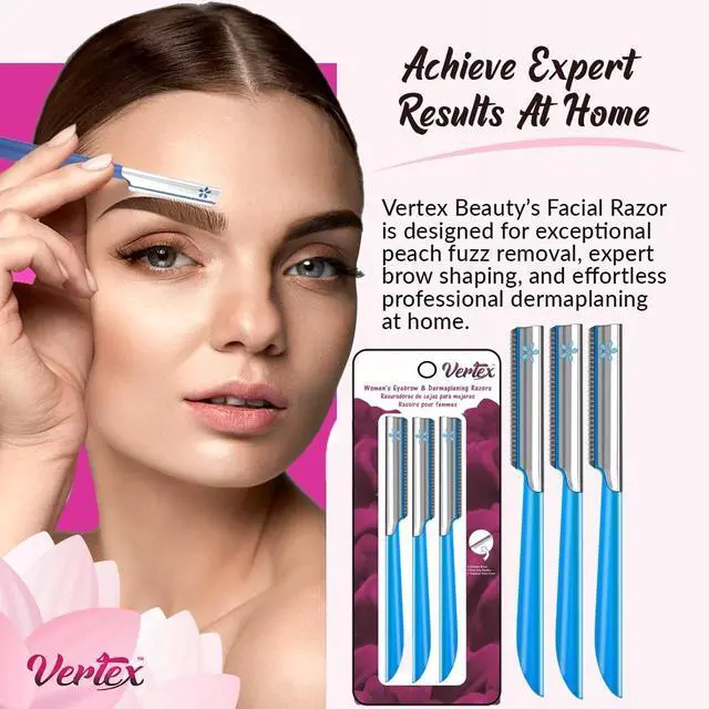 Alt view image 2 of 7 - Facial Razor Hair Removal - Dermaplaning Tool Peach Fuzz Remover Trimmer Women Remove Fine Hair Blue Eyebrow Razors Dermaplane Face Shavers Exfoliating Sensitive Skin Travel Essential