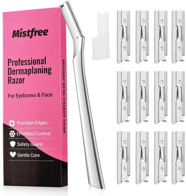 Main image of Dermaplane Razor for Women Face, Dermaplane Starter Kits, Professional Metal Dermaplaning Tool with 12PCS Refill Blades, Reusable Face Razor for Exfoliation & Peach Fuzz Removal