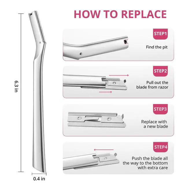 Alt view image 3 of 6 - Dermaplane Razor for Women Face, Dermaplane Starter Kits, Professional Metal Dermaplaning Tool with 12PCS Refill Blades, Reusable Face Razor for Exfoliation & Peach Fuzz Removal