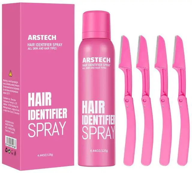 Main image of Hair Identifier Spray for Face Shaving Dermaplaning Tool Skin Body Dermaplaning Spray for Women with 4 Face Razor for Face Shaver Hair Removal Kit Excess Hair Dermaplane Razor for Women Face