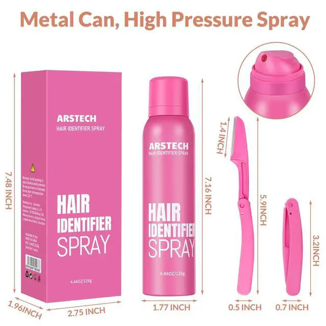 Alt view image 2 of 6 - Hair Identifier Spray for Face Shaving Dermaplaning Tool Skin Body Dermaplaning Spray for Women with 4 Face Razor for Face Shaver Hair Removal Kit Excess Hair Dermaplane Razor for Women Face
