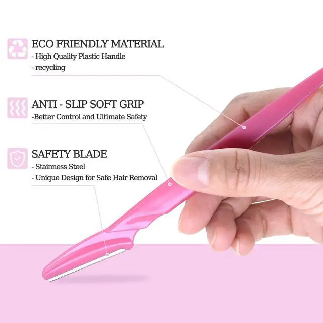 Alt view image 2 of 7 - 40pcs Eyebrow Razor for Women, Face Shaver Kit Dermaplaning Tool for Peach Fuzz Removal, Stainless Steel Blades with Protective Covers | Eyebrow Trimmer, Facial Hair Removal