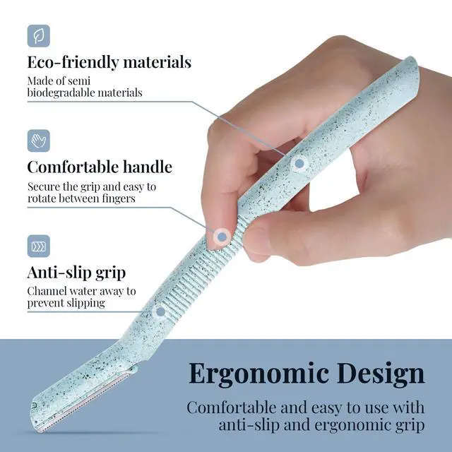 Alt view image 4 of 7 - Dermaplane Razor for Women | Face Razor & Eyebrow Trimmer | Multipurpose Facial Hair Removal Tool with Disposable Blades, 6Pcs