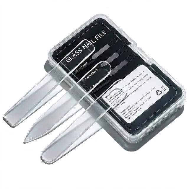 Main image of 3 in 1 Nano Glass Nail File Set with Storage Case, Double Tempered Glass Fingernail File, Reusable Manicure Pedicure Tool, Professional Nail Shaping Buffing Kit Ideal Gift for Women Girls Home Travel